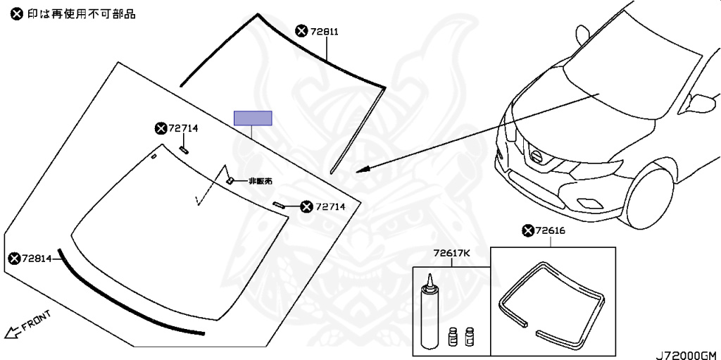 72700-6FR0B - Nissan - Glass, Windshield - Nengun Performance