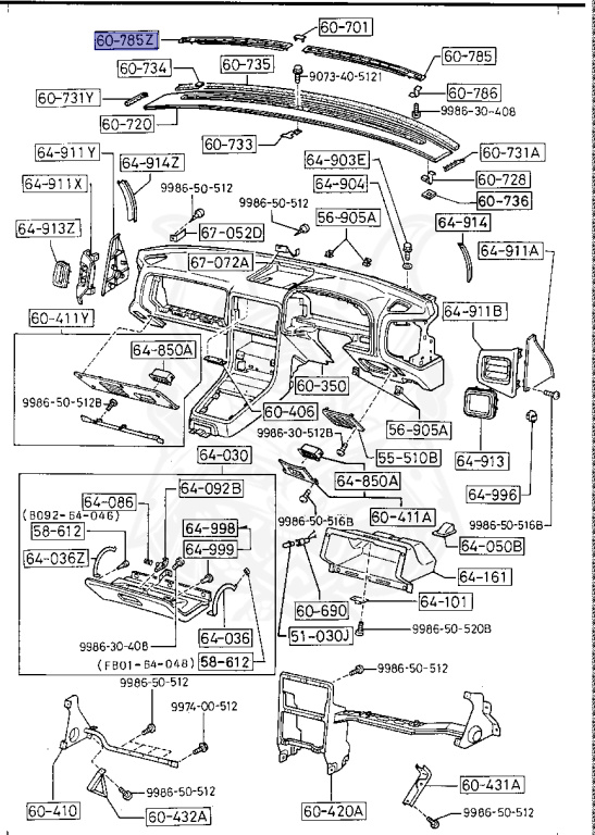 F044-60-795A 02 - Mazda - Defogger Nozzle Grill (l), Fd8 Fd8 Fe1