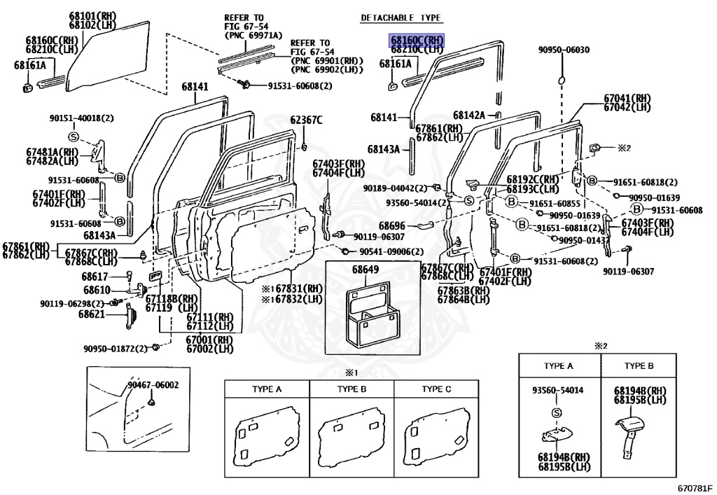 68160-60020 - Toyota - Weatherstrip Assy, Front Door Glass