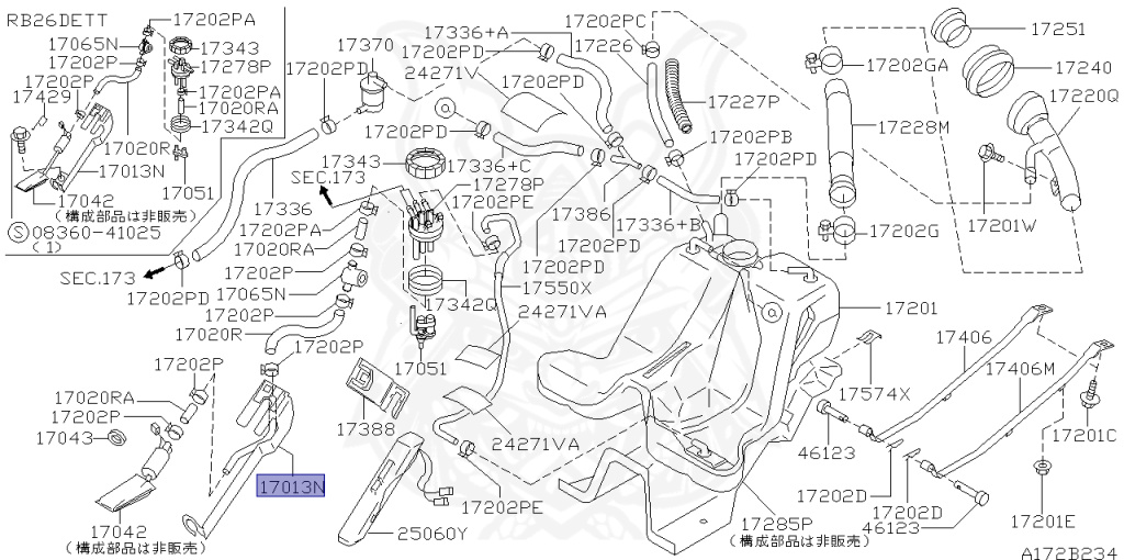 Nissan - Skyline - R34 25GTT - ER34 - 2000 - 25GT TURBO - 4 DOOR SEDAN(4S) - AUTOMATIC-FLOOR SHIFT(AT.F4) - Hi-Cas 2-Link (HI.2WD) - RB25DET