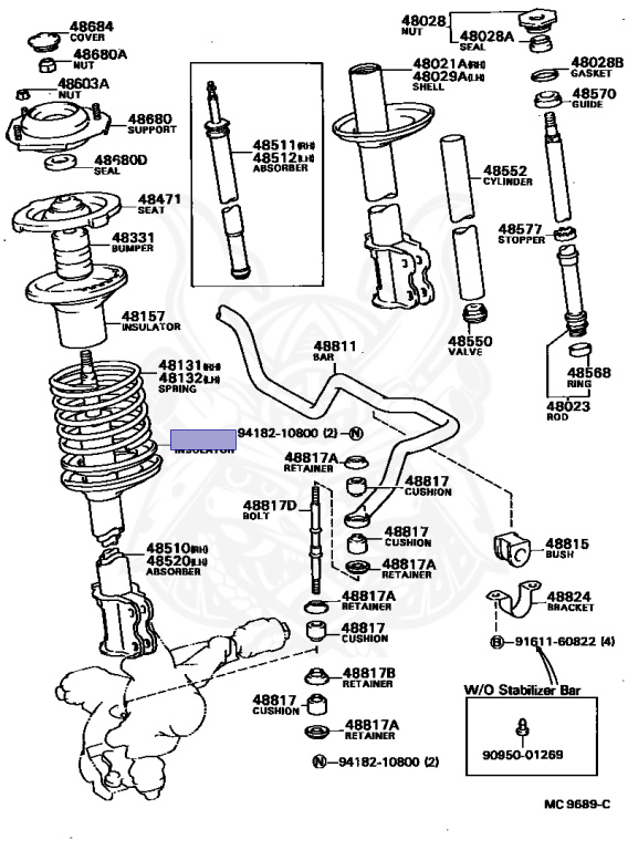 N 48158-12010 - Toyota - Insulator, Front Coil Spring, Lower