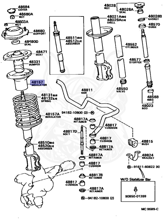 ドルフィン 48157-20050 - Toyota - Insulator, Front Coil Spring, Upper