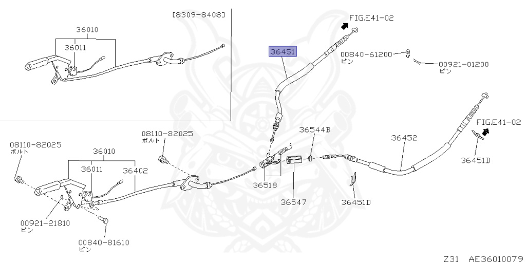36530-02P02 - Nissan - Cable Assembly, Brake Rear Rh - Nengun