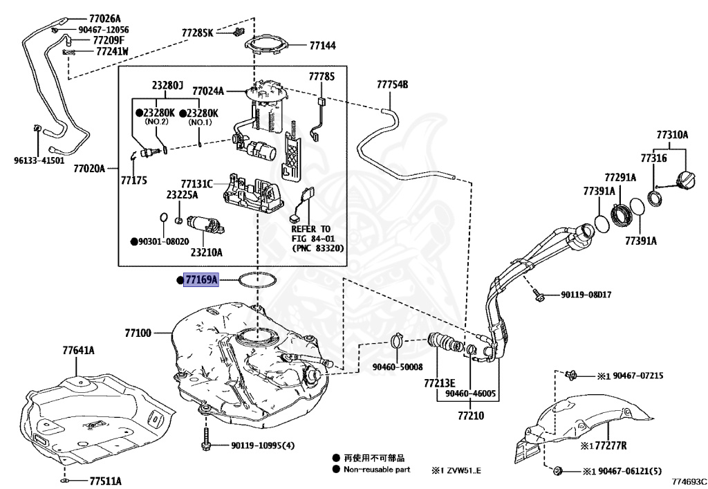 レジスター‼️ 77169-47030 - Toyota - Gasket, Fuel Suction Tube Set, No.1