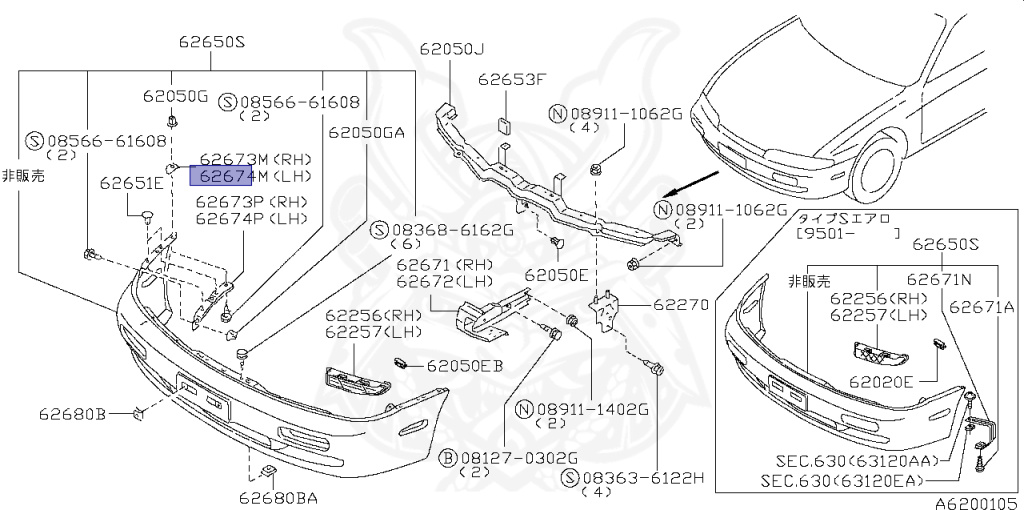 Nissan - Silvia - S14 - 1993 - KS - HARDTOP(K) - AUTOMATIC TRANSMISSION(AT) - TWO WHEELS STEERING(2WS) - SR20DET