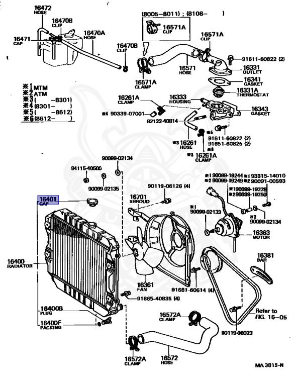 seaページ 16401)ラジエータ キャップSUB-ASSY トヨタ トヨタ純正品番先頭16