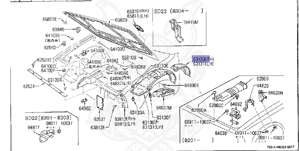 Nissan - Datsun - 720 - 1982 - DELUXE TYPE - Temporary Track (TL) - 2 WHEEL DRIVE(2WD) - 5 SPEED MANUAL TRANS(F5) - SD22