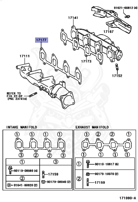 17177-64020 - Toyota - Gasket, Intake Manifold To Head, No.1