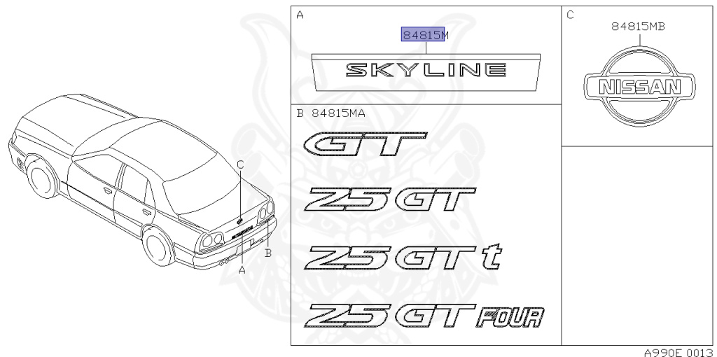 Nissan - Skyline - R34 25GTT - ER34 - 1998 - 25GT TURBO - 2-door hardtop (2K) - MANUAL TRANS 5-SPEED(MT.F5) - HI-CAS 2-Link Drive (HI.2WD) - RB25DET