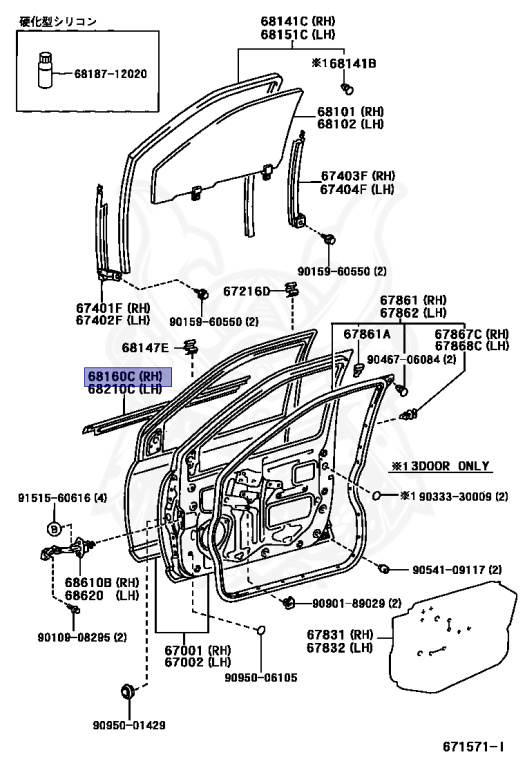 68160-52010 - Toyota - Weather Strip Assy, Front Door Glass, Outer