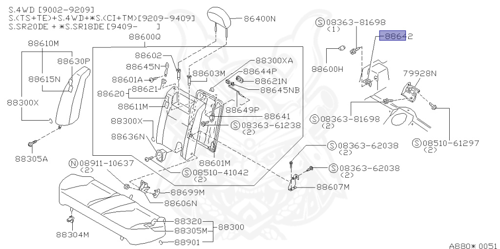 Nissan - Primera - P10 - 1993 - TM - SEDAN(S) - 2 WHEEL DRIVE(2WD) - MANUAL TRANSMISSION(MT) - SR20DE