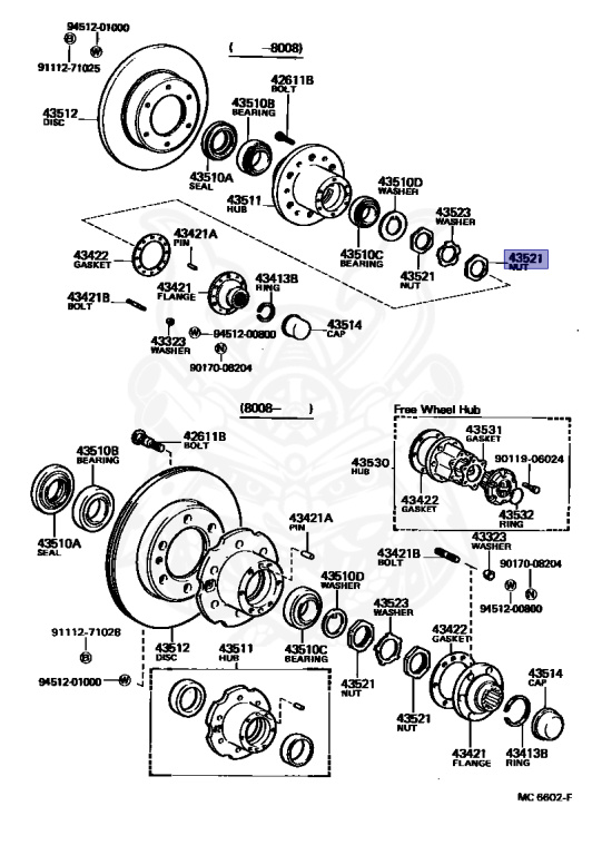 Pod 43521-60011 - Toyota - Nut, Front Wheel Adjusting, Lh - Nengun