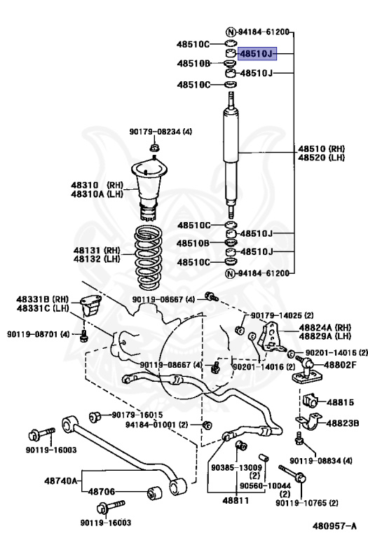 us 90948-01004 - Toyota - Cushion, Front Shock Absorber, No.1