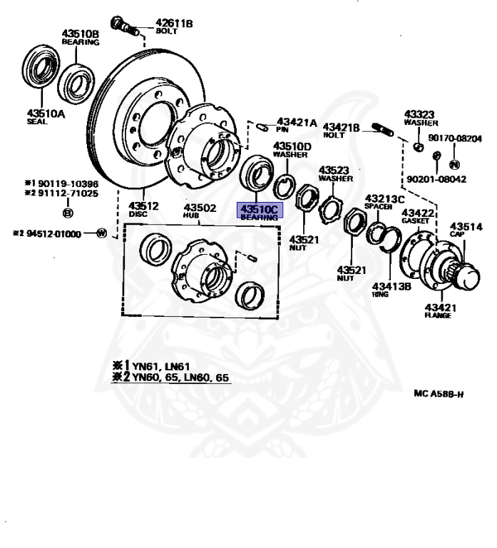 90368-45087 - Toyota - Bearing (for Rear Axle Shaft Outer Lh