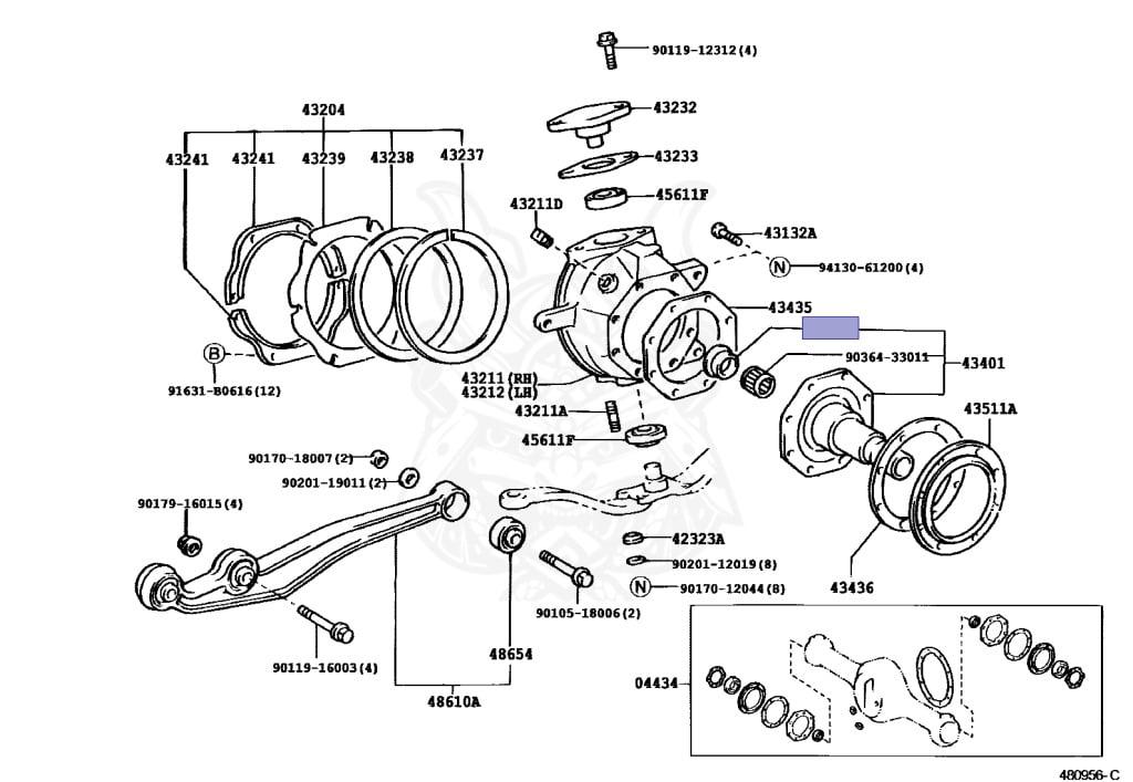 アン 90381-35001 - Toyota - Bush (for Steering Knuckle) - Nengun