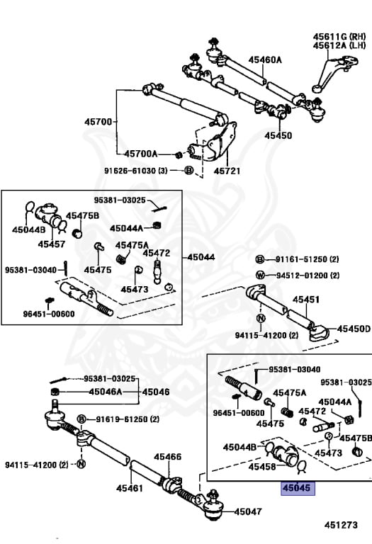45045-69075 - Toyota - End Sub-assy, Steering Relay Rod, Lh