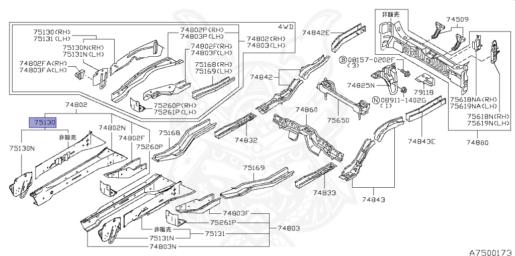 Nissan - Stagea - WC34 - 1999 - 25TX-FOUR - WAGON(W) - 4 WHEEL DRIVE(4WD) - AUTOMATIC TRANSMISSION(AT) - RB25DET
