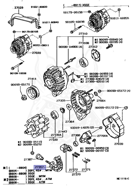 Ｍ 27357-70081 - Toyota - Holder, Alternator, W / Rectifier