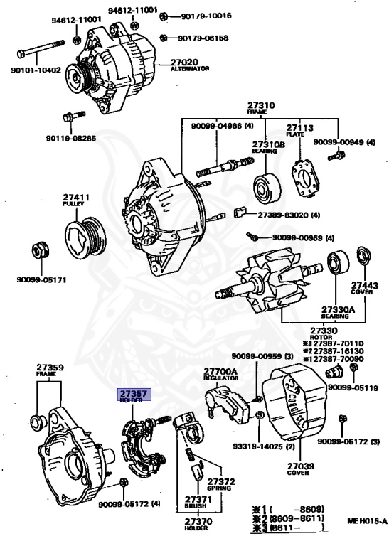 27357-70081 - Toyota - Holder, Alternator, W / Rectifier - Nengun
