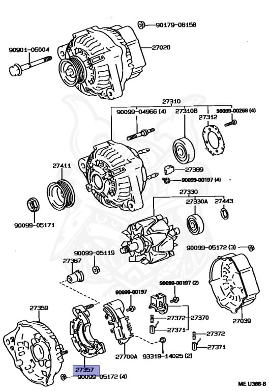 27357-70081 - Toyota - Holder, Alternator, W / Rectifier - Nengun