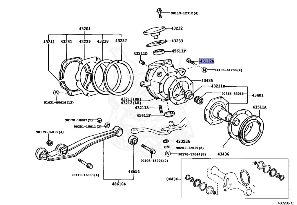 ねこ 90106-12005 - Toyota - Bolt, Round Hexagon (for Steering