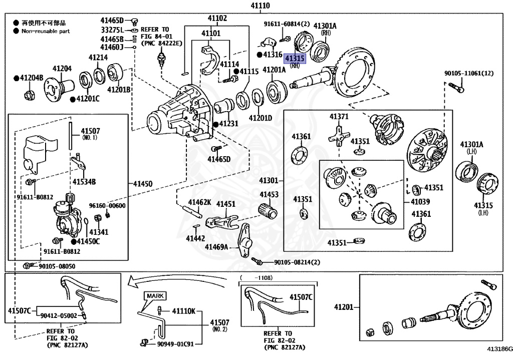 41315-35020 - Toyota - Nut, Front Differential Bearing Adjusting