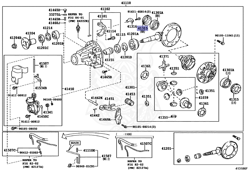 41315-35020 - Toyota - Nut, Front Differential Bearing Adjusting