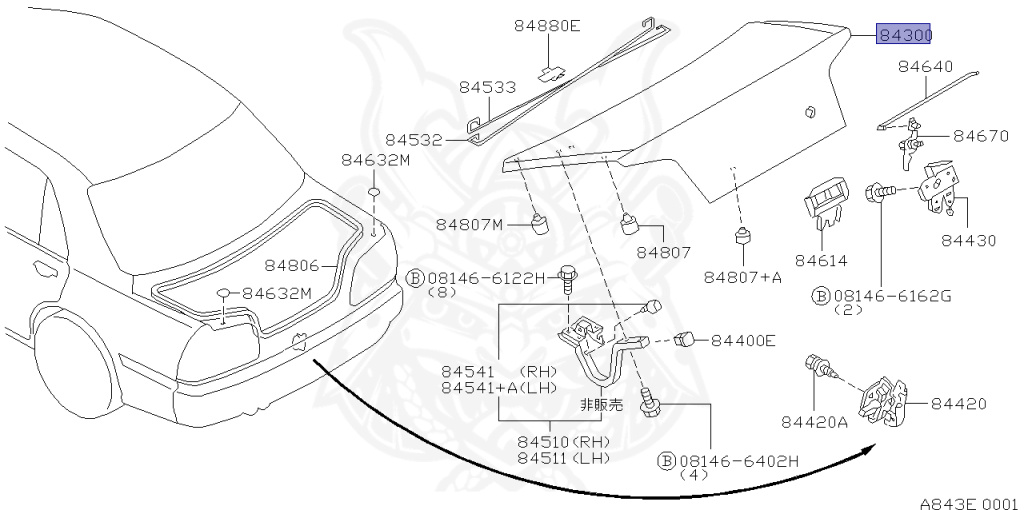 Nissan - Skyline - R34 25GT - ENR34 - 2000 - GT-V - 4 DOOR SEDAN(4S) - AUTOMATIC-FLOOR SHIFT(AT.F4) - Hi-Cas 2-Link (HI.2WD) - RB25DE