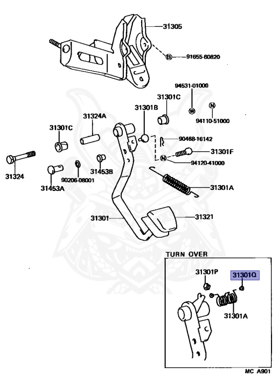 90386-04009 - Toyota - Bush (for Clutch Pedal Spring) - Nengun