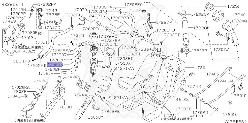 Nissan - Skyline - R34 25GTT - ER34 - 2000 - 25GT TURBO - 4 DOOR SEDAN(4S) - AUTOMATIC-FLOOR SHIFT(AT.F4) - Hi-Cas 2-Link (HI.2WD) - RB25DET