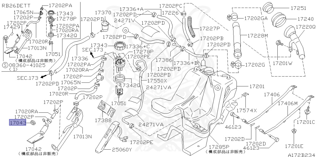 Nissan - Skyline - R34 25GTT - ER34 - 2000 - 25GT TURBO - 4 DOOR SEDAN(4S) - AUTOMATIC-FLOOR SHIFT(AT.F4) - Hi-Cas 2-Link (HI.2WD) - RB25DET