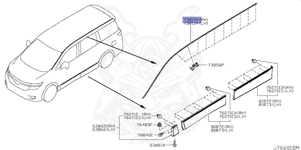 ukeruneページ 73852-1JA1A - Nissan - Roof Dripping Molding, Rh - Nengun Performance