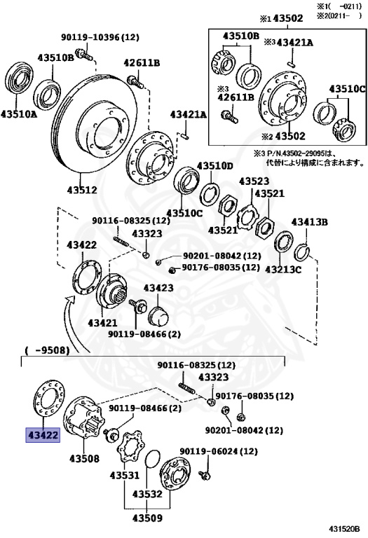 Lucjferページ 43422-60010 - Toyota - Gasket, Front Axle Outer Shaft Flange