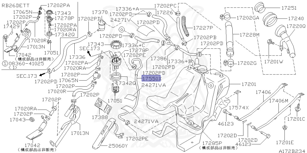 Nissan - Skyline - R34 25GTT - ER34 - 2000 - 25GT TURBO - 4 DOOR SEDAN(4S) - MANUAL TRANS 5-SPEED(MT.F5) - Hi-Cas 2-Link (HI.2WD) - RB25DET