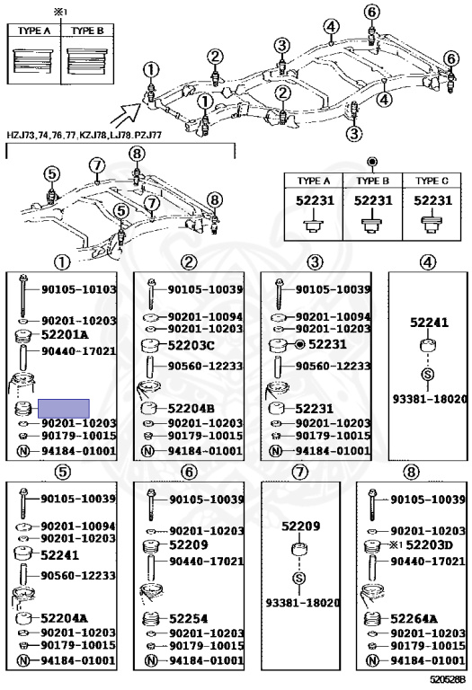 52202-60050 - Toyota - Cushion Sub-assy, Cab Front Mounting, Lower