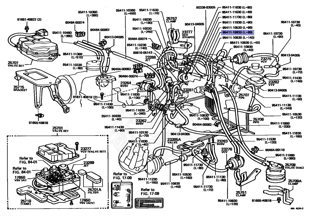 SR 95411-19930 - Toyota - HOSE (FOR CARBURETOR TO MANIFOLD