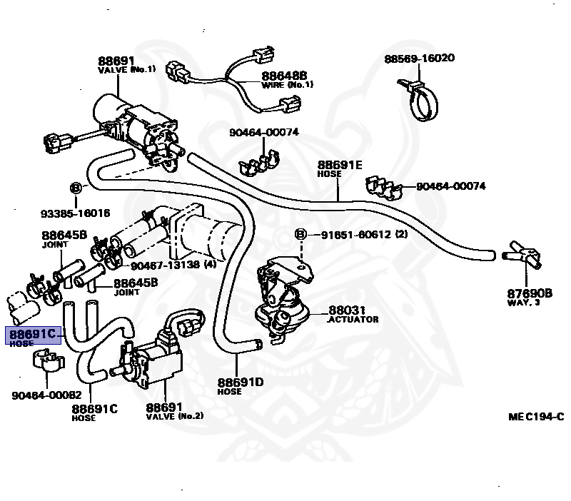 95411-19930 - Toyota - HOSE (FOR CARBURETOR TO MANIFOLD