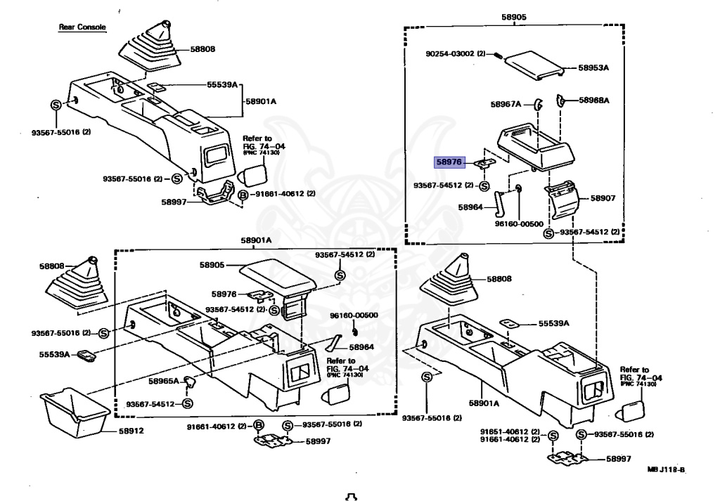 58976-22020 - Toyota - Striker, Console Compartment Door Lock
