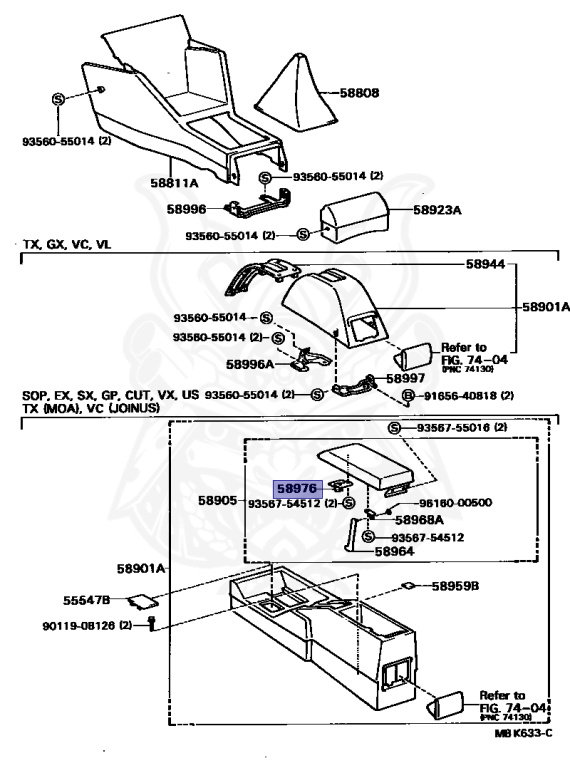 K 58976-22020 - Toyota - Striker, Console Compartment Door