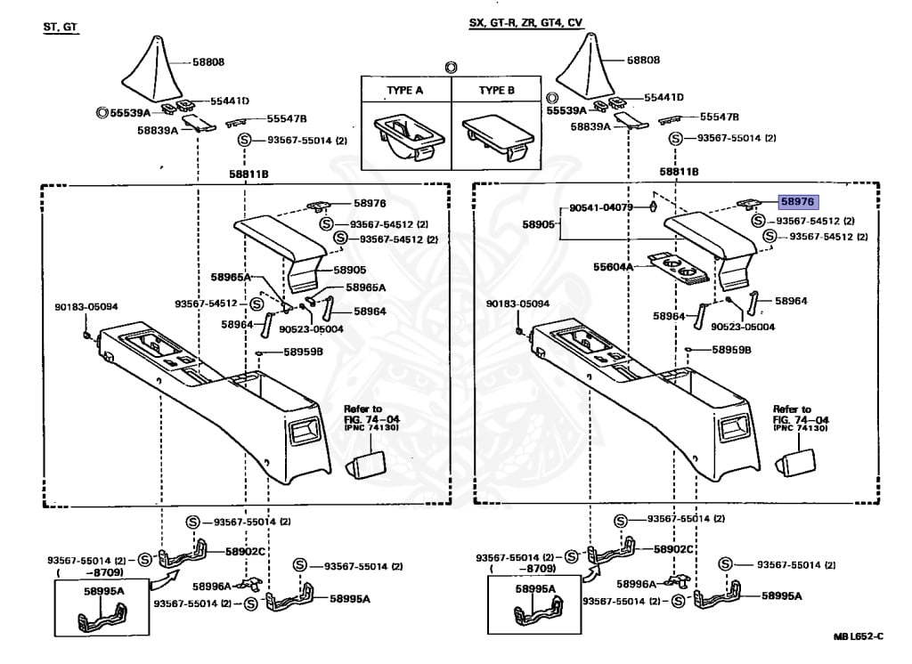 58976-22020 - Toyota - Striker, Console Compartment Door Lock