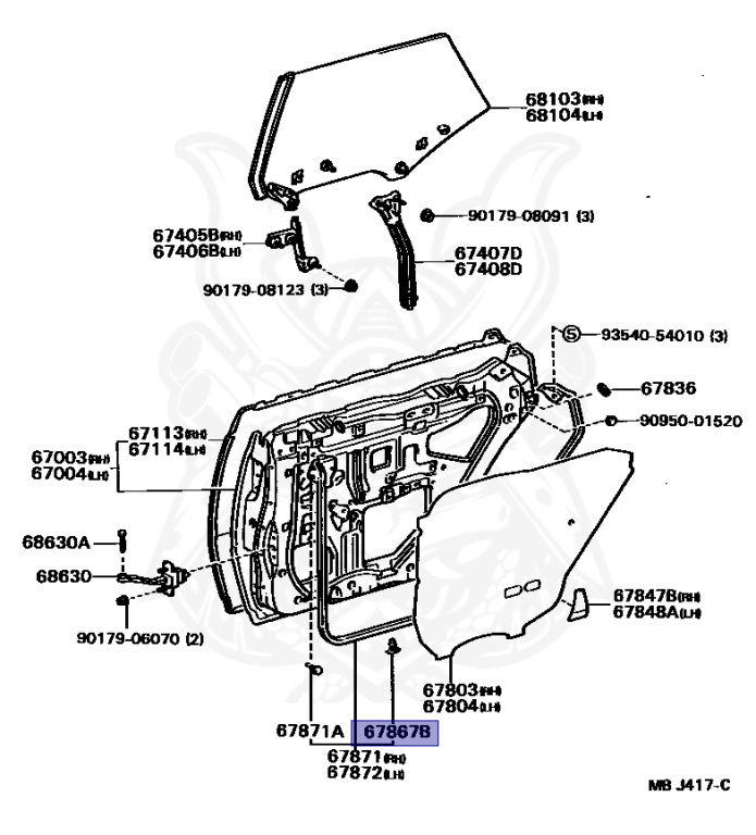 トップス shite 67869-30020 - Toyota - Clip, (for Removable Roof Weather