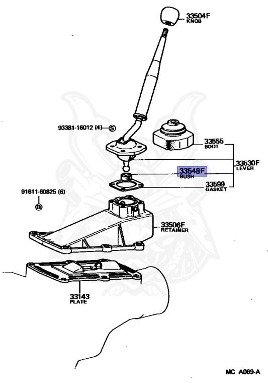 33548-31010 - Toyota - Bush, No.1, Shift Lever (for Floor