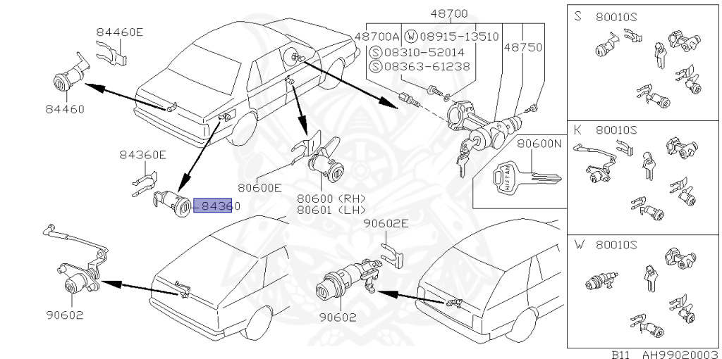 Nissan - Sunny - B11 - 1985 - XJ - SEDAN(S) - 5 SPEED MANUAL TRANS(F5) - E15S