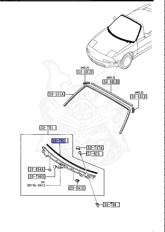 NA01-50-792A - Mazda - COWL GRILLE PROTECTOR - Nengun Performance