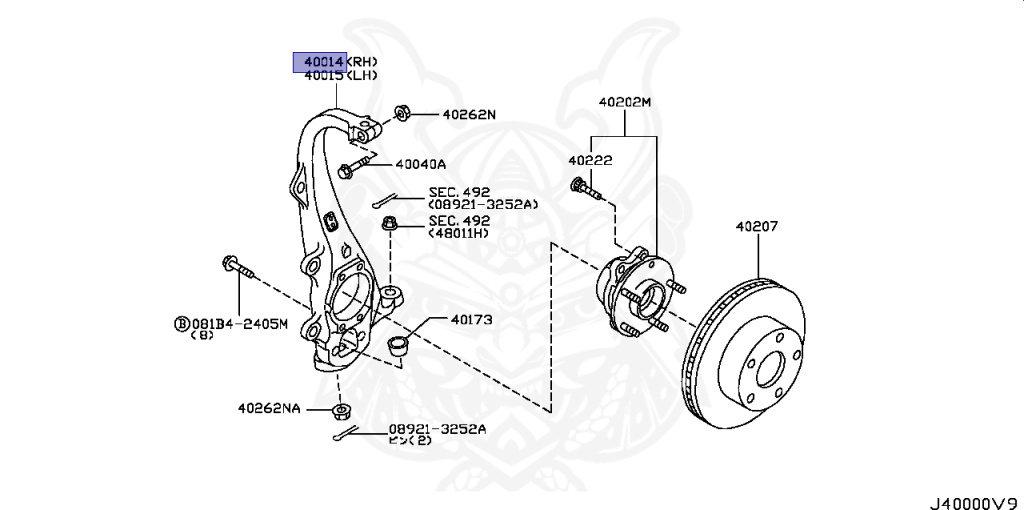 40014-4GA0A Genuine Nissan #400144GA0A Spindle - KNUCKLE, RH