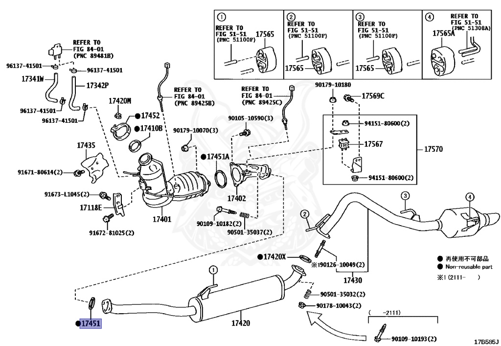 17451-52050 - Toyota - Gasket Exhaust Pipe No.2 - Nengun Performance