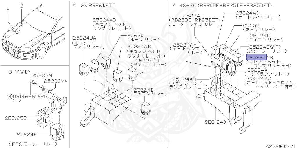 Nissan - Skyline - R34 25GT - ENR34 - 1999 - GT-V - 4 DOOR SEDAN(4S) - AUTOMATIC-FLOOR SHIFT(AT.F4) - Hi-Cas 2-Link (HI.2WD) - RB25DE