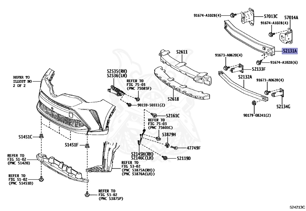 ねむページ 52131-10110 - Toyota - Reinforcement, Front Bumper - Nengun