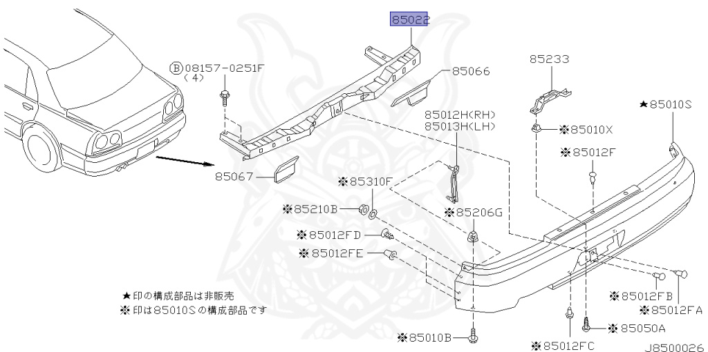 Nissan - Skyline - R34 25GTT - ER34 - 2000 - 25GT TURBO - 4 DOOR SEDAN(4S) - AUTOMATIC-FLOOR SHIFT(AT.F4) - Hi-Cas 2-Link (HI.2WD) - RB25DET