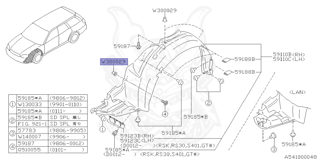 Subaru - Legacy B4 - BE5 - Jan-2002 - RSK - Sedan - F4WD - 5-speed manual transmission - Right hand - EJ20
